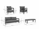 Bizzotto Set 4 Salotto Presley Antracite