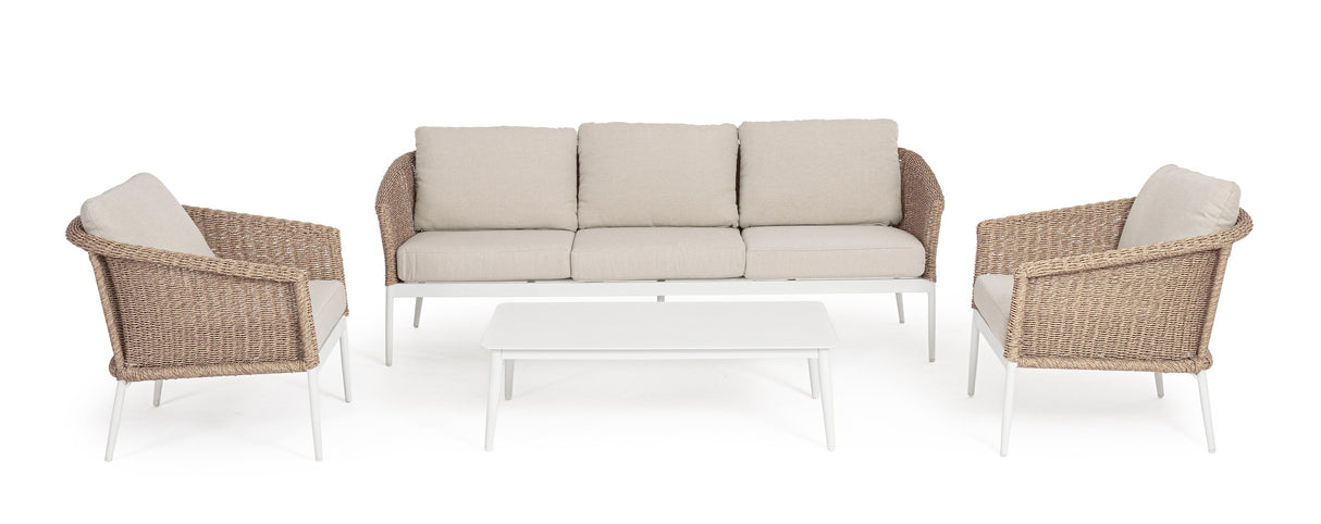 Bizzotto Set Salotto Oceana 4 Elementi Vapor Bianco