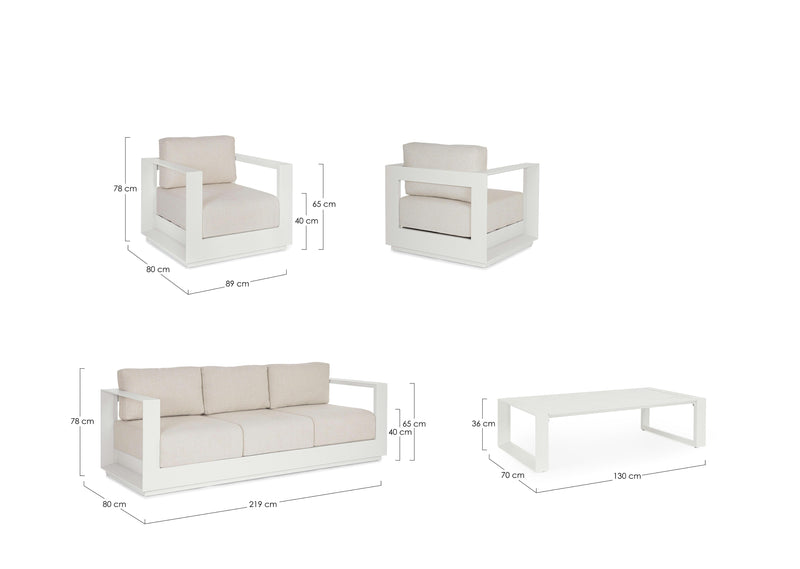Bizzotto Set Salotto Moses 4 Elementi Vapor Bianco