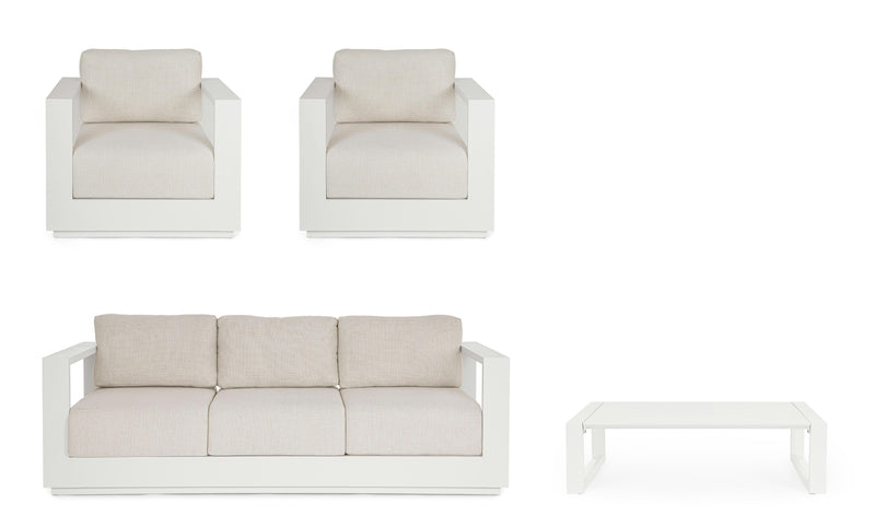Bizzotto Set Salotto Moses 4 Elementi Vapor Bianco