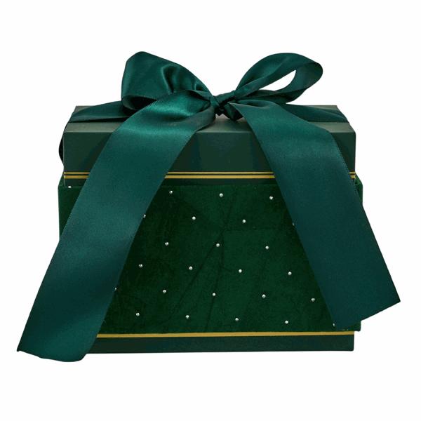 L'Arcolaio Scatola Natalizia Rettangolare in Velluto Piccola Velvet Verde 16,3x10,6x12,1 cm