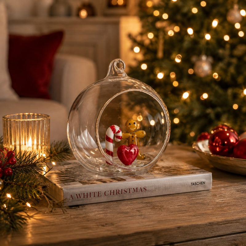 Bizzotto Palla di Natale Aperta Yule Candy in Vetro D 8 cm – Decorazione Natalizia