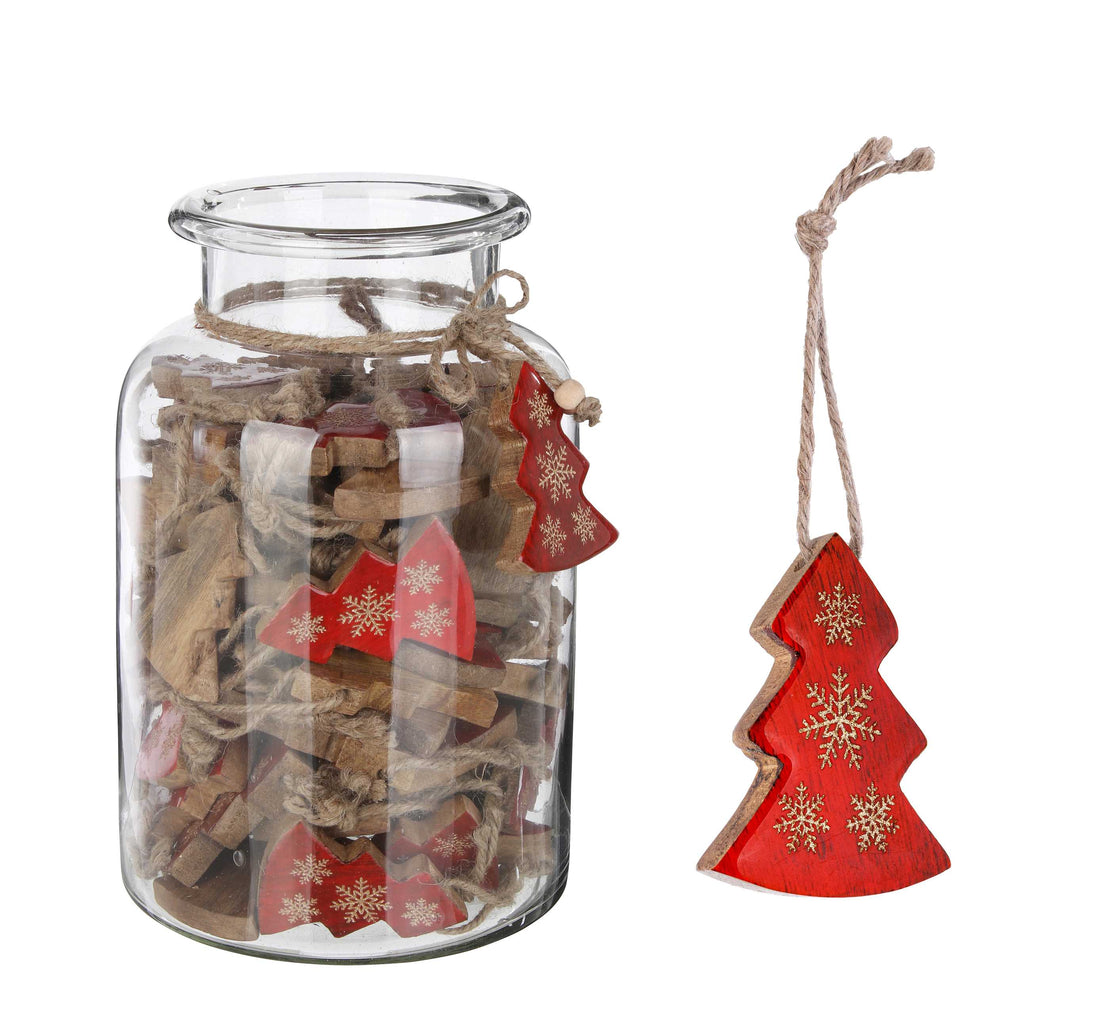 Bizzotto Colgante Clara Pino de Navidad H 7 Cm Rojo Oro 1 Uds