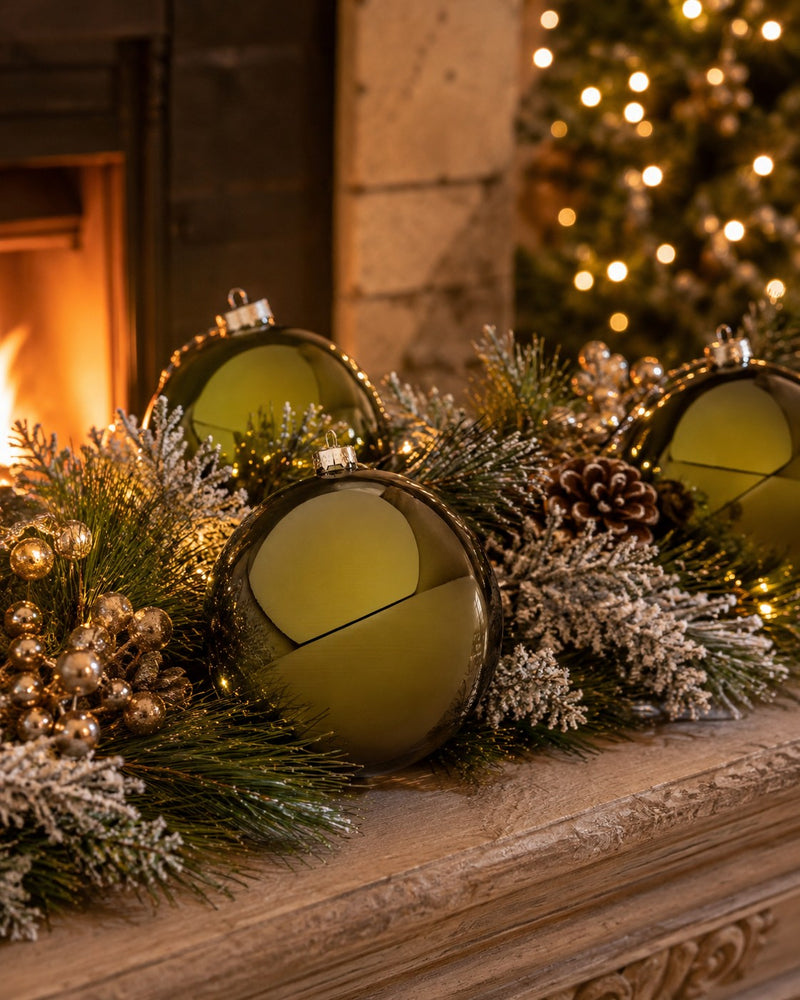 Bizzotto Sfera di Natale Verde Muschio Lucido D 15 cm in Vetro – Decorazione per Albero