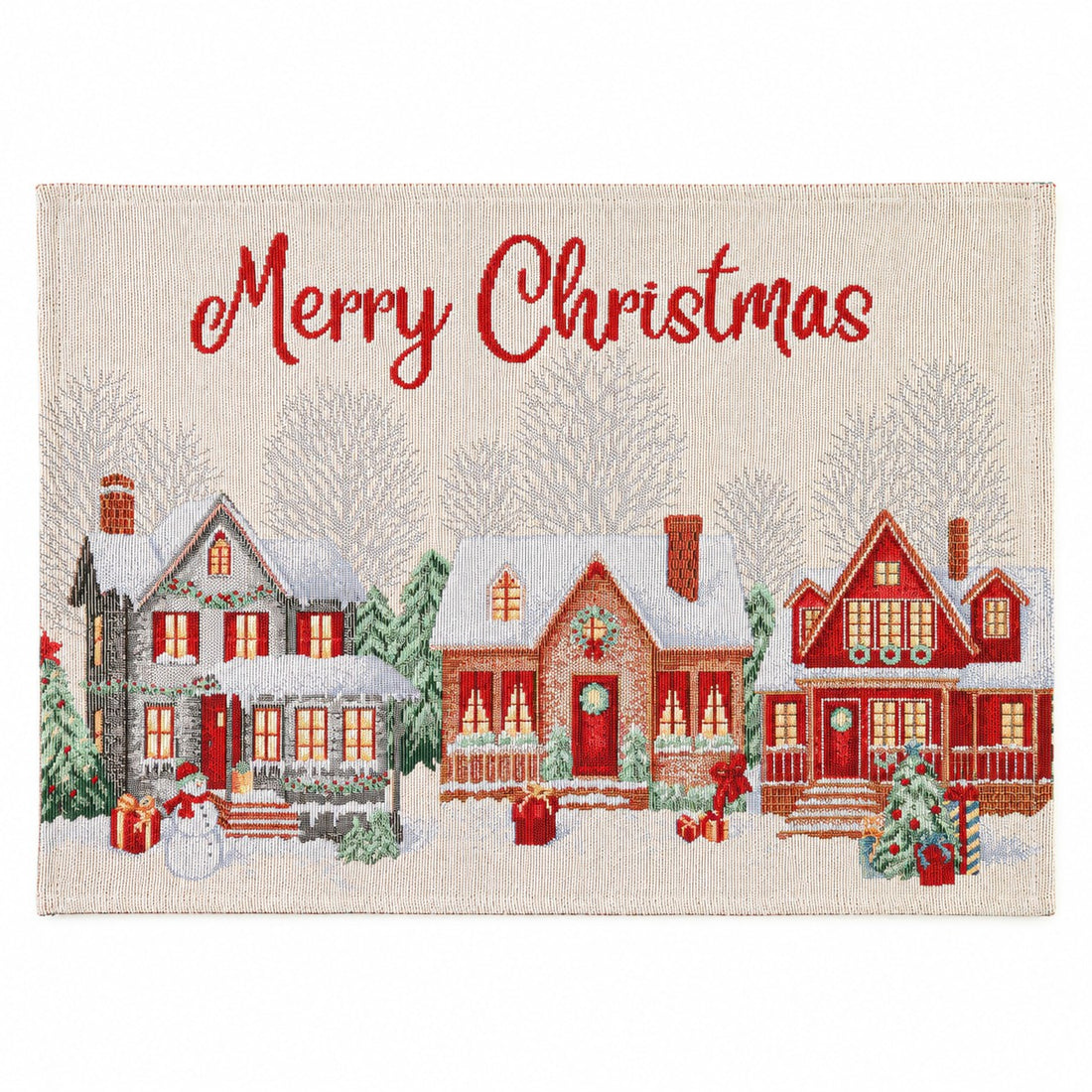 Bizzotto Tovaglietta Village Bianca 48x33 cm – Decorazione Tavola di Natale