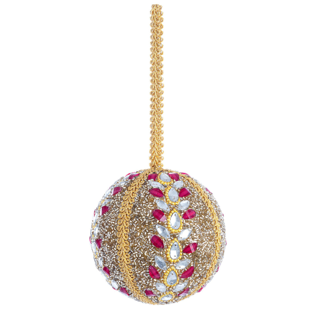 Bizzotto Sfera di Natale Sidony Oro Rosso D 10 cm – Decorazione per Albero