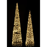 Bizzotto Set 2 Coni Natalizi Hoover Oro con Micro LED Classic D20x80 e D25x100 cm Decorazioni Luminose