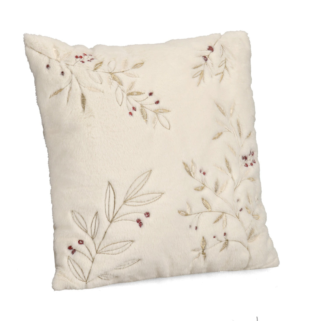 Bizzotto Cuscino Winterberg Avorio con Foglie 45x45 cm – Cuscino Decorativo Natalizio