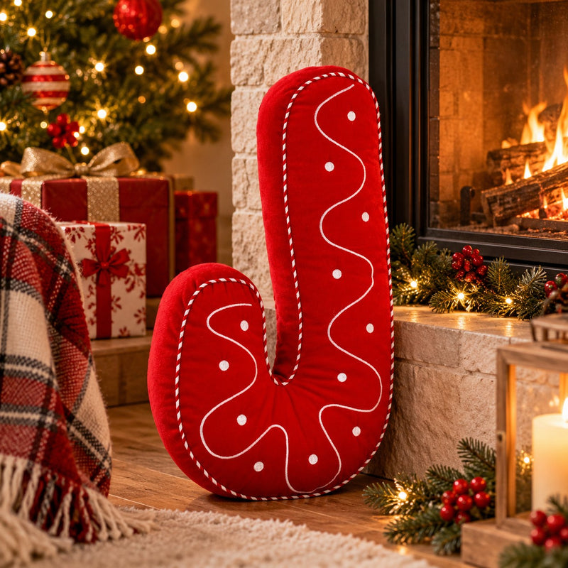 Cojín Navideño Toffee Bastoncillo Rojo 35x60 cm – Cojín Decorativo de Navidad con Funda y Relleno de Poliéster