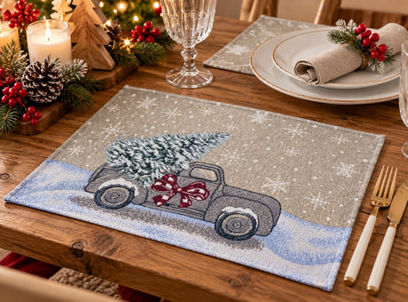 Bizzotto Servilleta Navideña Motor Car 48x33 cm – Servilleta Americana Decorativa para la Mesa de Navidad