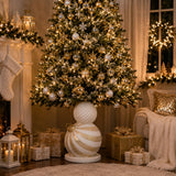 Bizzotto Base per Albero di Natale Garnish Bianco e Oro H 84 cm Copribase Natalizio Decorativo