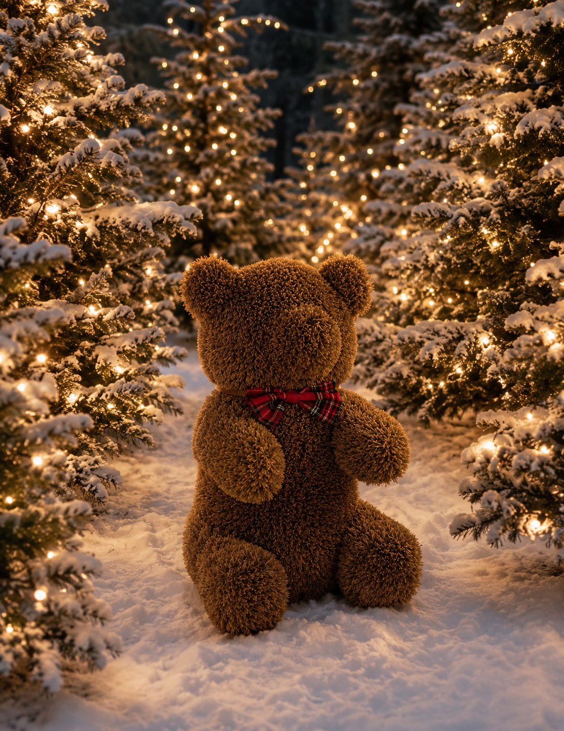 Bizzotto Decorazione Orso di Natale in Erba Sintetica con Fiocco Rosso H 65 cm Addobbo Natalizio