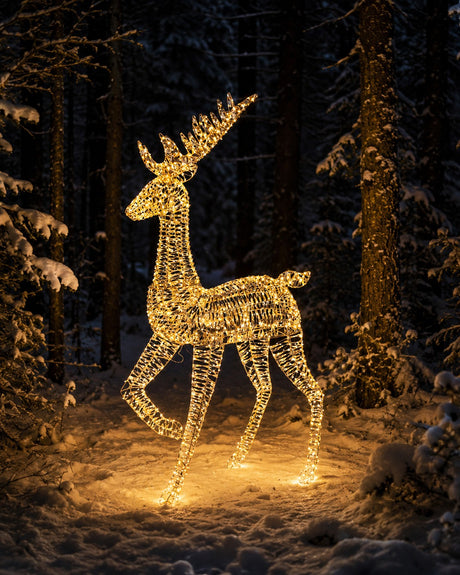 Bizzotto Renna Natalizia Ellary Oro 1800 MicroLED Luz Cálida IP20 90x27xH180 cm – Decoración Luminosa