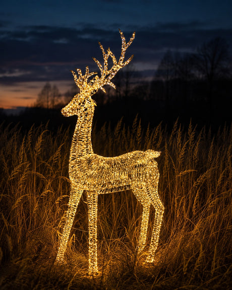 Bizzotto Renna Natalizia Ellary Oro 5200 MicroLED Luz Cálida IP20 136x42xH270 cm – Decoración Luminosa