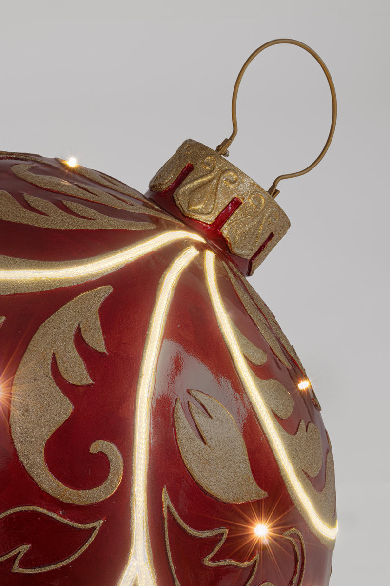 Bizzotto Decoración Esférica Kinler Roja con 6 LED 68,6x53,3 cm – Esfera Luminosa Decorativa para Navidad