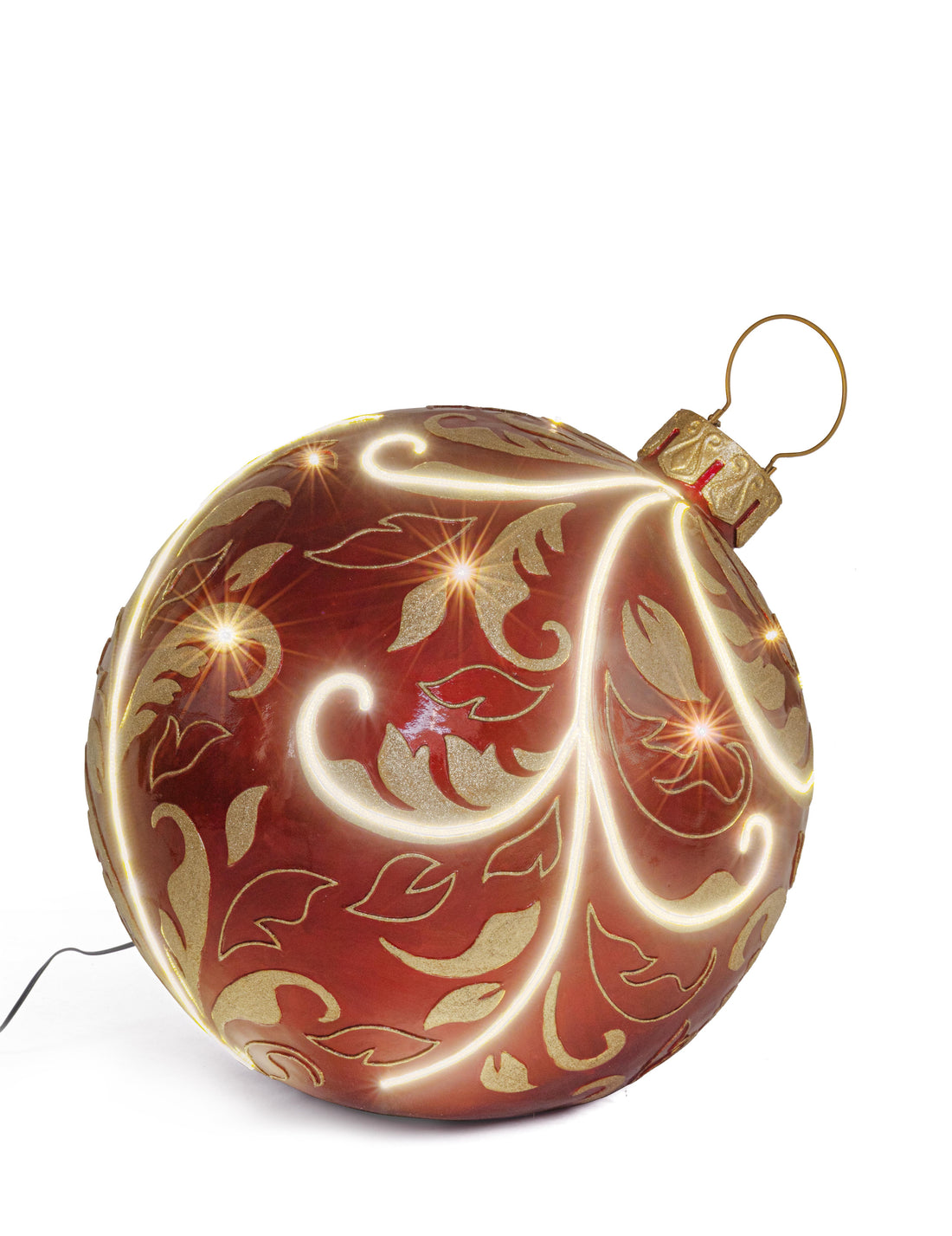 Bizzotto Decoración Esférica Kinler Roja con 6 LED 68,6x53,3 cm – Esfera Luminosa Decorativa para Navidad