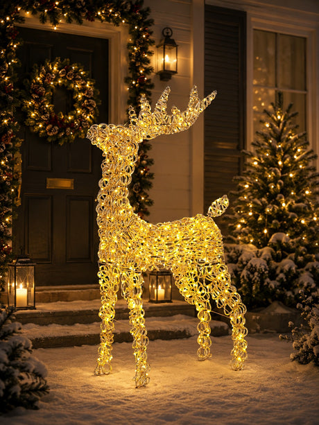 Bizzotto Renna Natalizia Zoe ST Oro 600 MicroLED Luz Cálida IP20 53x23xH80 cm – Decoración Luminosa
