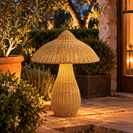 Bizzotto Fungo Natalizio Everen Stand en Seagrass Ø73xH90 cm – Decoración Navideña en Fibra Vegetal para el Hogar