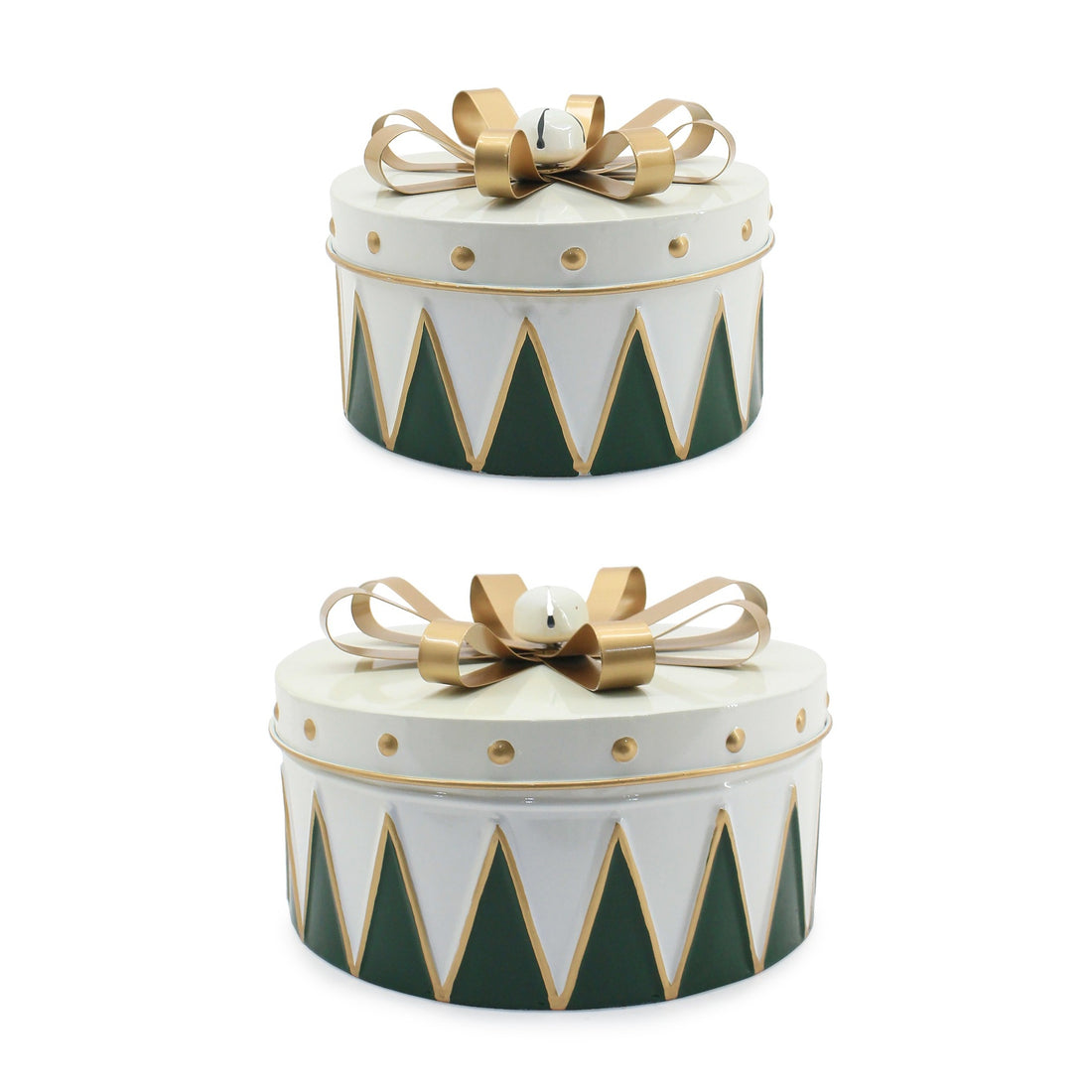 Bizzotto Set 2 Scatole Natalizie Conway Bianco Verde Oro – Decorazioni di Natale
