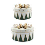 Bizzotto Set 2 Cajas Navideñas Conway Blanco Verde Oro – Decoraciones de Navidad