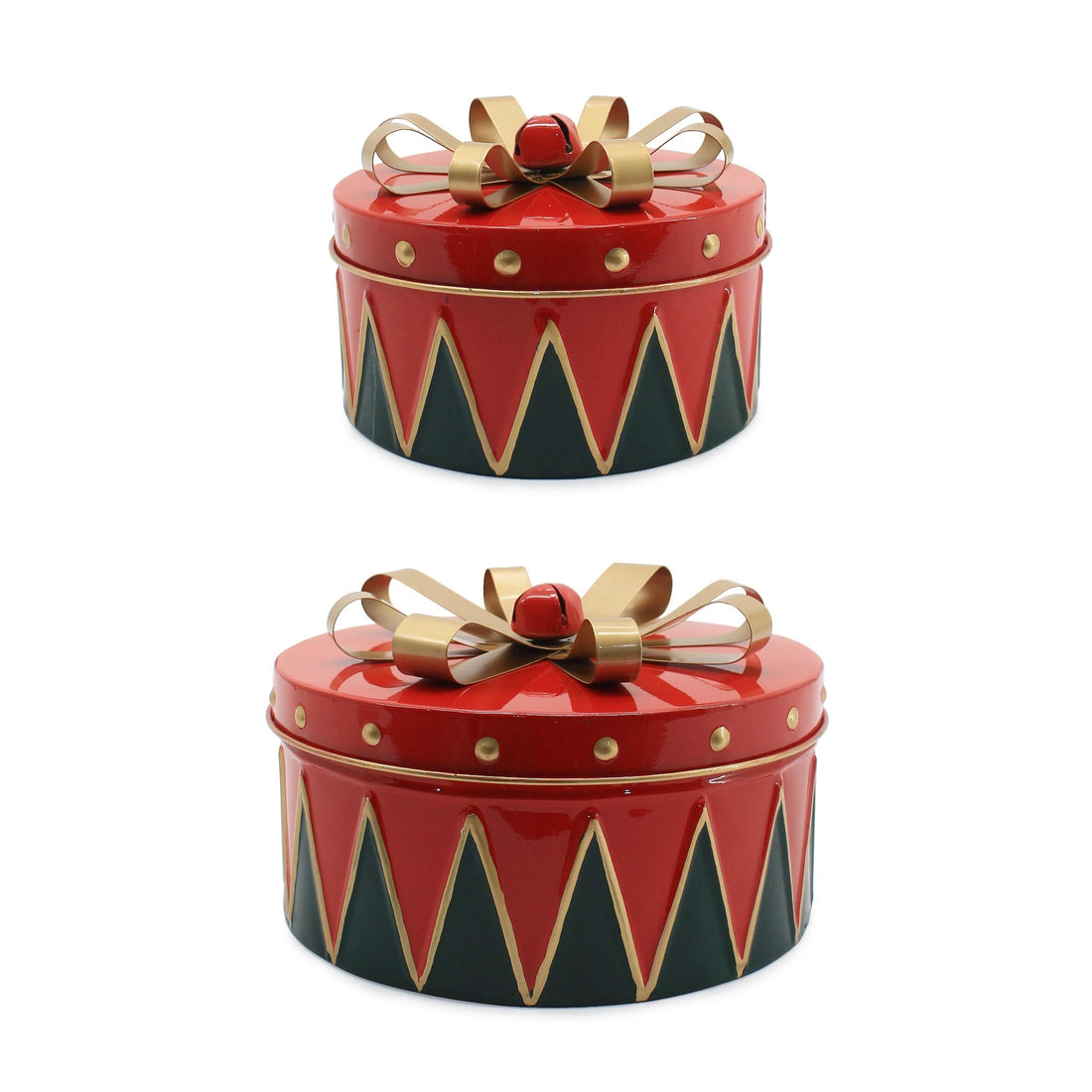 Bizzotto Set 2 Scatole Natalizie Conway Rosso Verde Oro – Decorazioni di Natale