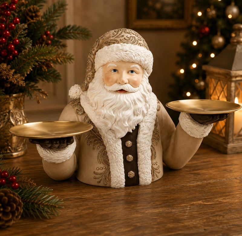 Bizzotto Vassoio 2 Piani Clowne Babbo Natale Beige H 49,1 cm – Alzata Natalizia