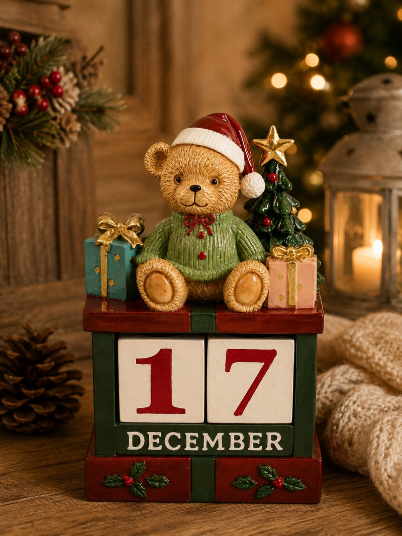 Bizzotto Calendario dell’Avvento Eldred Orsetto H 16,5 cm – Decorazione Natalizia