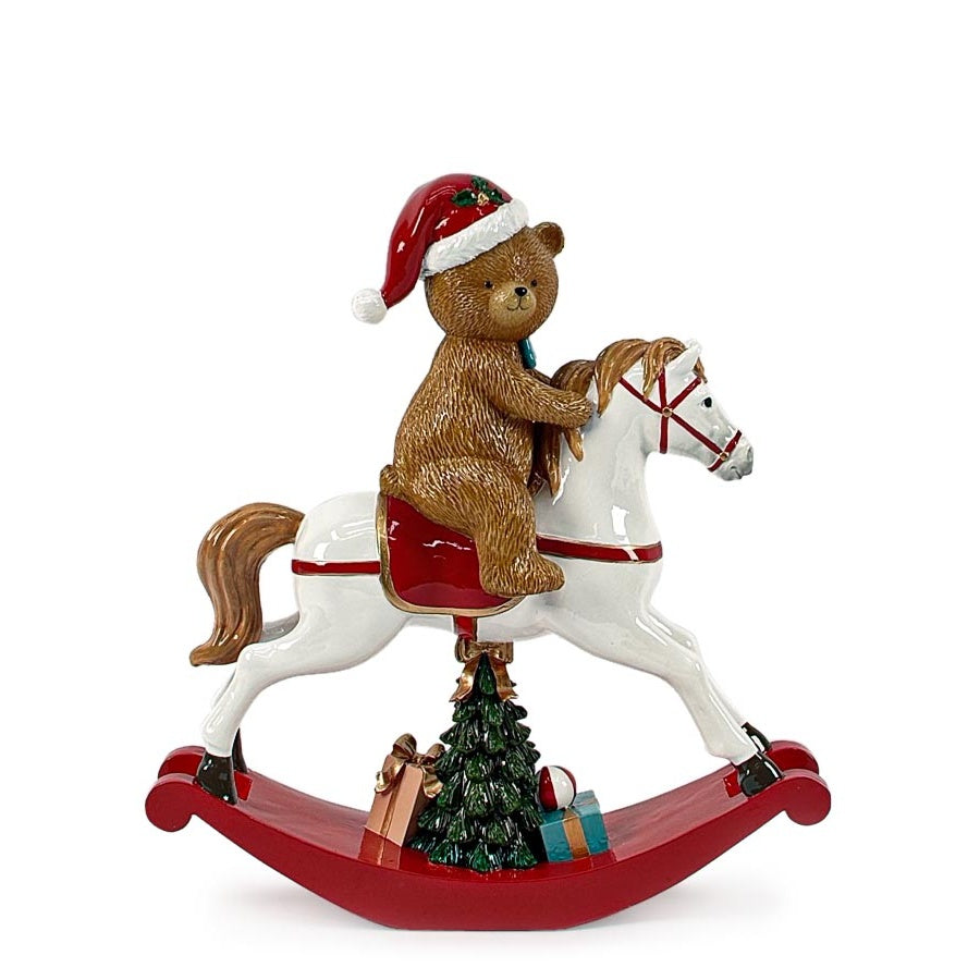 Bizzotto Cavallino a Dondolo Eldred Orso H30 cm – Decorazione Natalizia