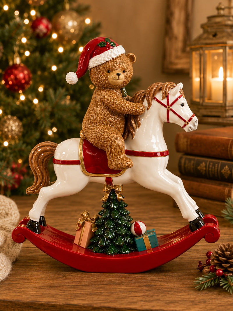 Bizzotto Cavallino a Dondolo Eldred Orso H30 cm – Decorazione Natalizia
