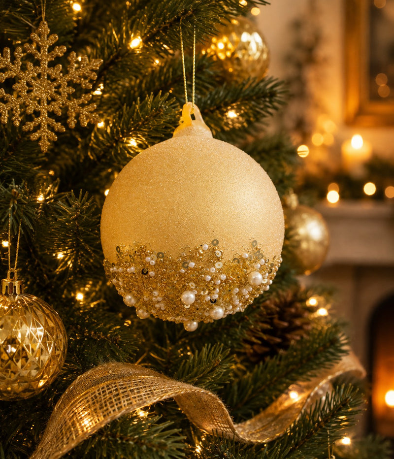 Bizzotto Sfera di Natale Brill Champagne D 8 cm in Vetro – Decorazione per Albero