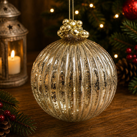 Bizzotto Sfera di Natale Reflections Champagne D 10 cm in Vetro – Decorazione per Albero
