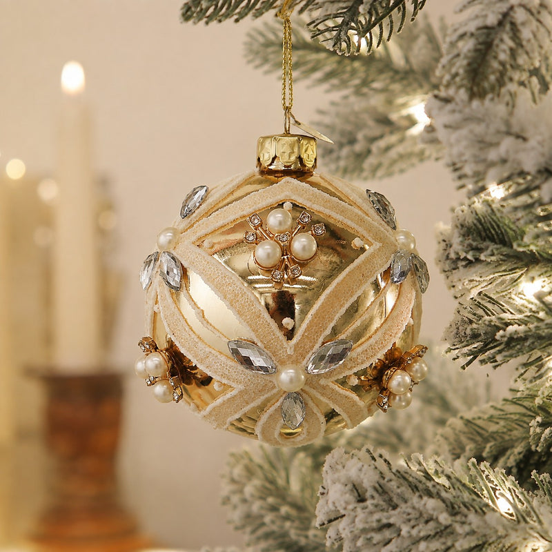 Bizzotto Sfera di Natale Extravagance Oro D 8 cm in Vetro – Decorazione per Albero
