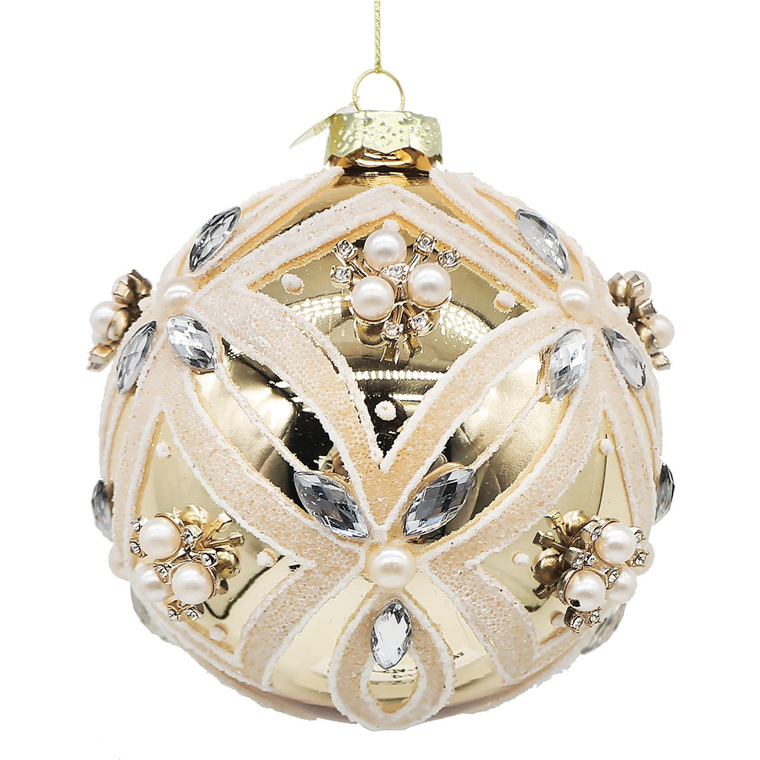 Bizzotto Sfera di Natale Extravagance Oro D 10 cm in Vetro – Decorazione per Albero