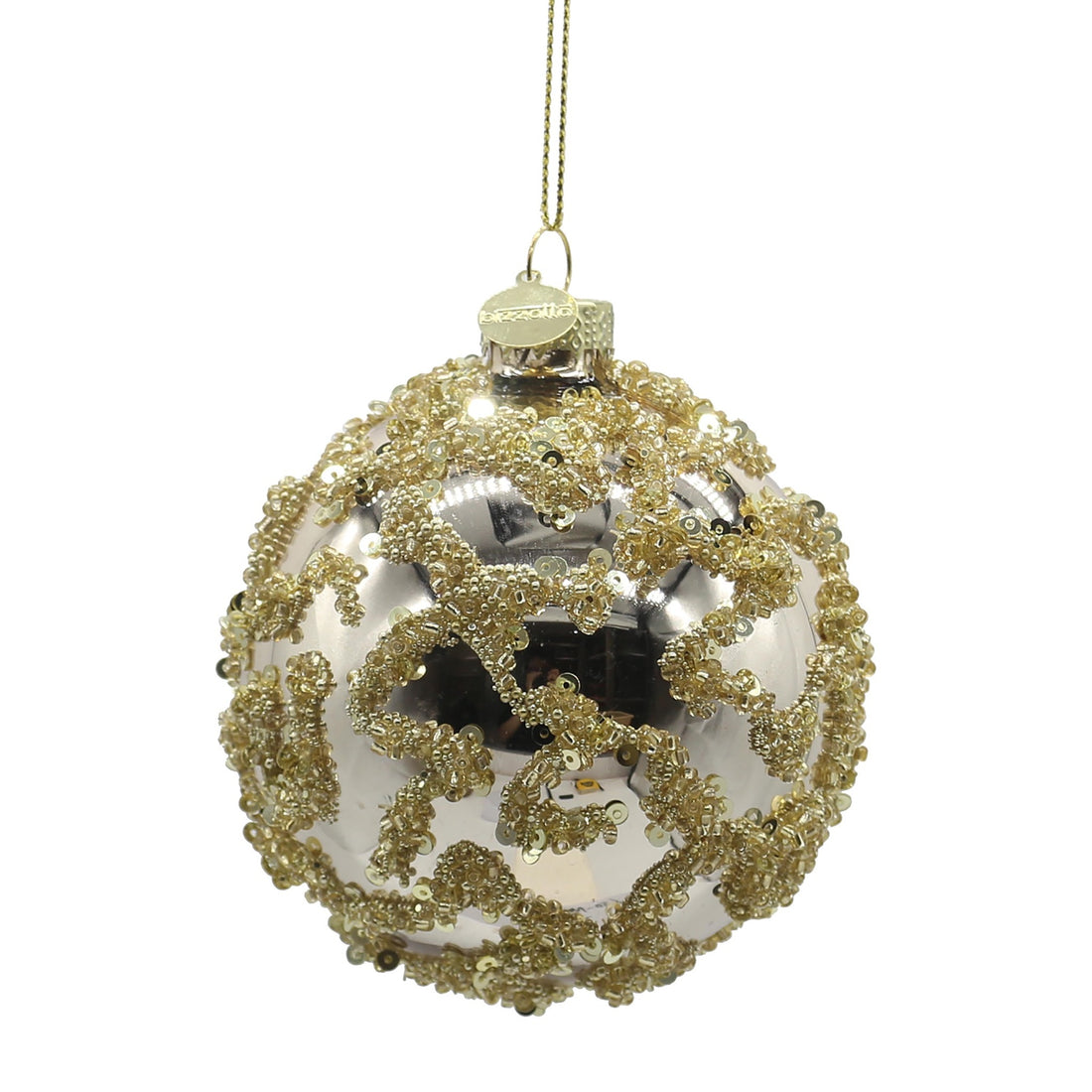 Bizzotto Sfera di Natale Luz Champagne D 8 cm in Vetro – Decorazione per Albero