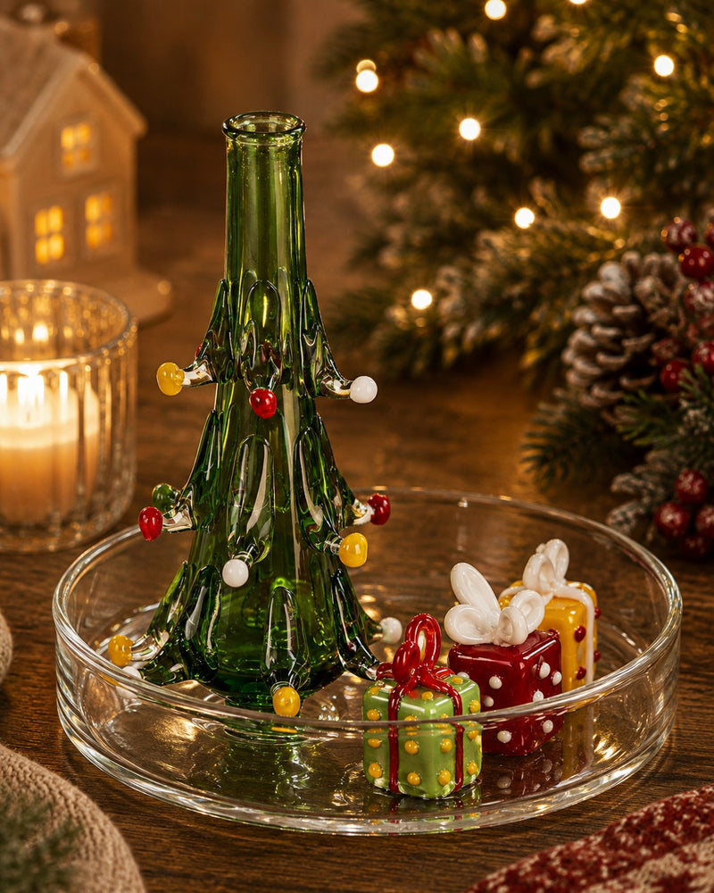 Bizzotto Decorazione Natalizia Borwick Pino in Vetro H12,8 cm – Addobbo di Natale