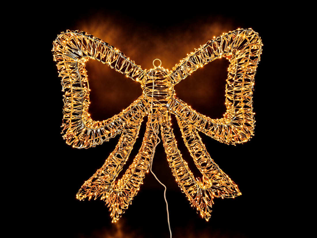 Ad Trend Lazo Navideño con 960 LED Interior/Exterior 59x59 Oro Cm Luz Cálida