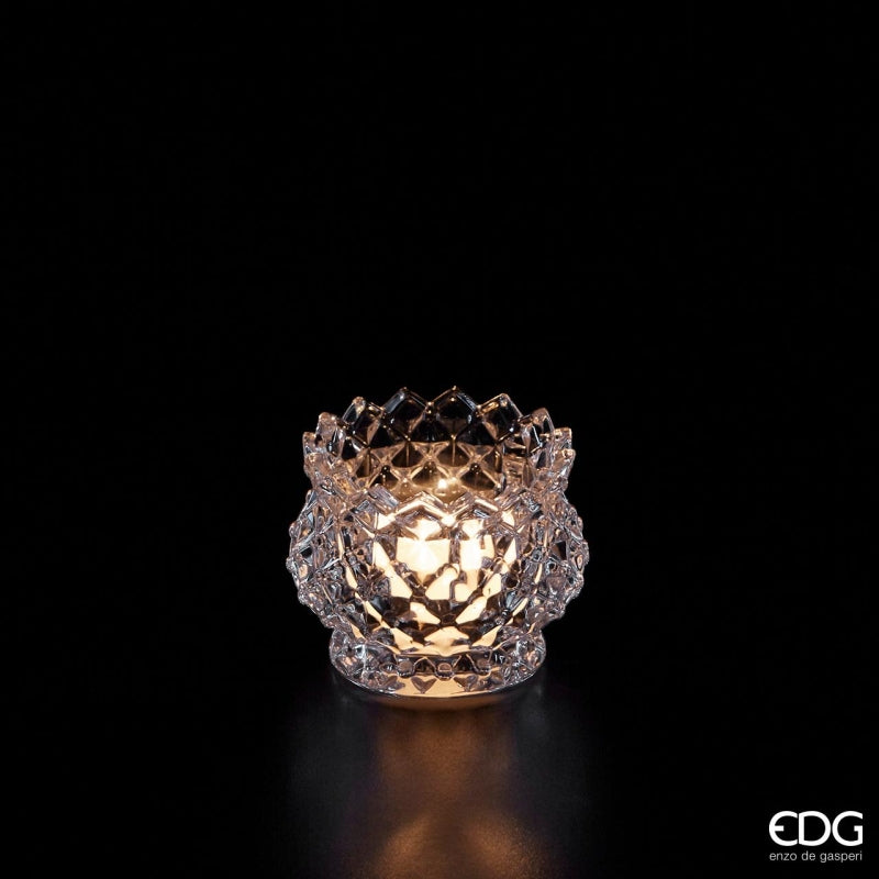 EDG Enzo De Gasperi Portavelas Bombato H 7 Cm D 9,5 Cm Natural Transparente