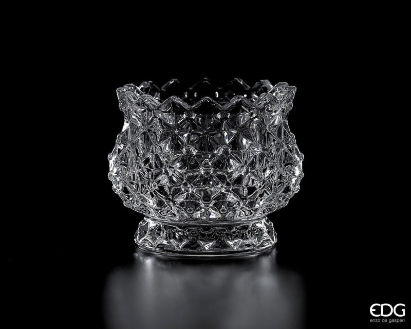 EDG Enzo De Gasperi Portavelas Bombato H 7 Cm D 9,5 Cm Natural Transparente