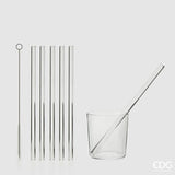 EDG Enzo De Gasperi Pajita Conf. 6 Piezas + Cepillo H23 D1 Natural Transparente