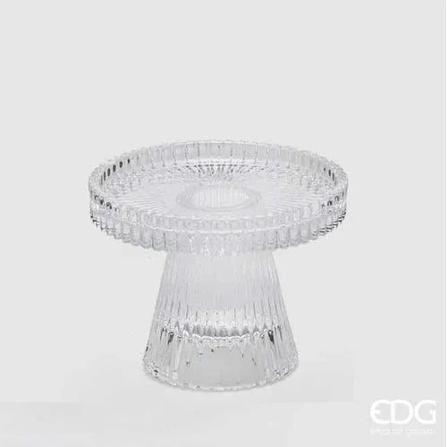 EDG Enzo De Gasperi Portavelas Cono Rayas A 7,5 Cm D 9,8 Cm Natural Transparente