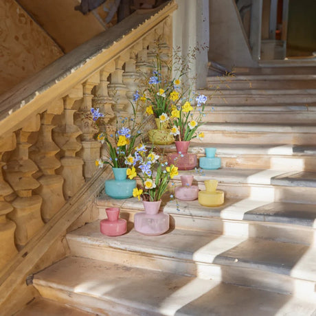 Jarrón Redondo con Cuello EDG Enzo De Gasperi H 20 Cm D 21 Cm Impermeable Amarillo Claro