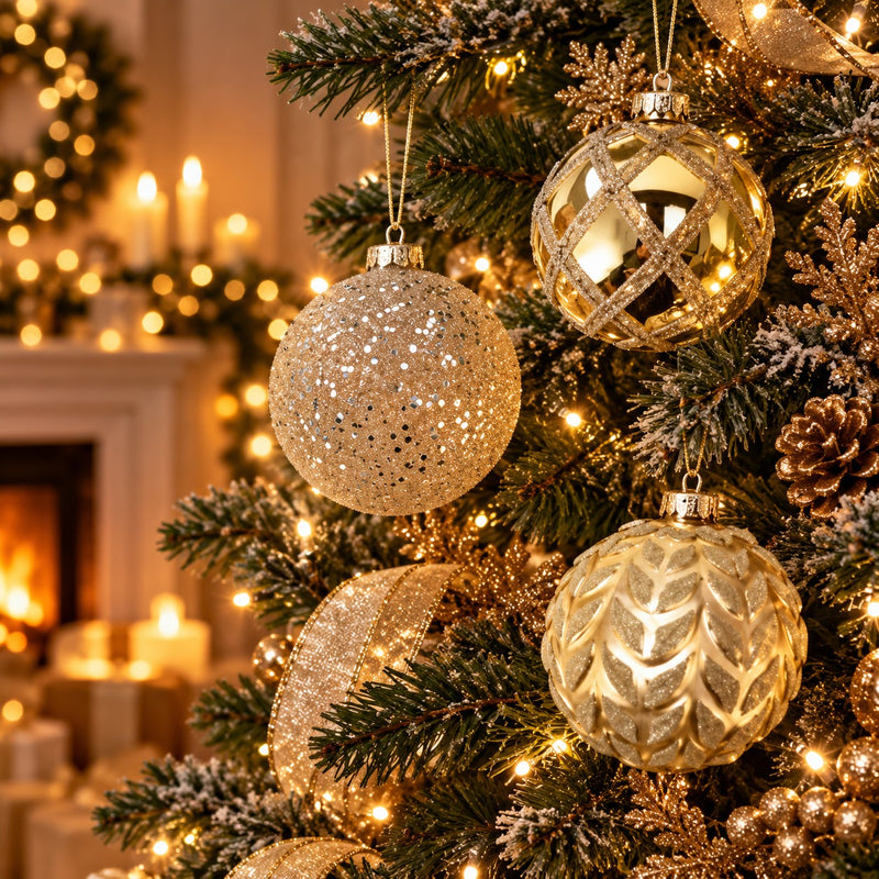 Ad Trend Bola de Navidad en Vidrio Oro Ø12 cm Surtida 1 Ud – Adorno Navideño