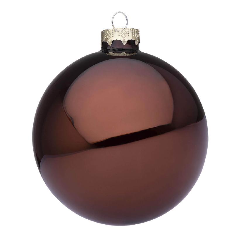 Bizzotto Sfera di Natale Marrone Lucido D 10 cm in Vetro – Decorazione per Albero
