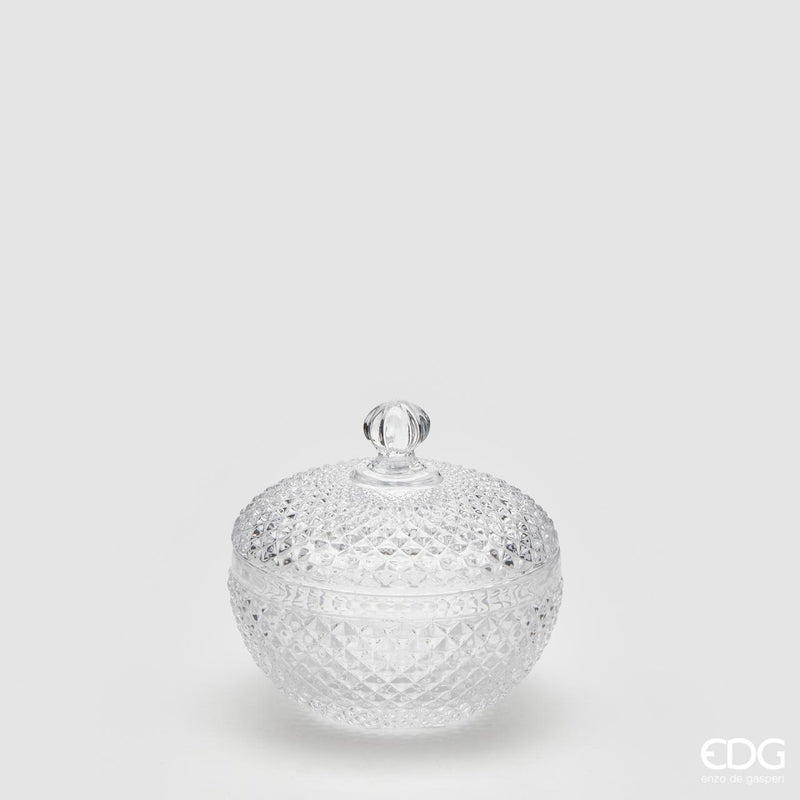 EDG Enzo De Gasperi Contenedor Redondo Rombos H9 D9 Natural Transparente
