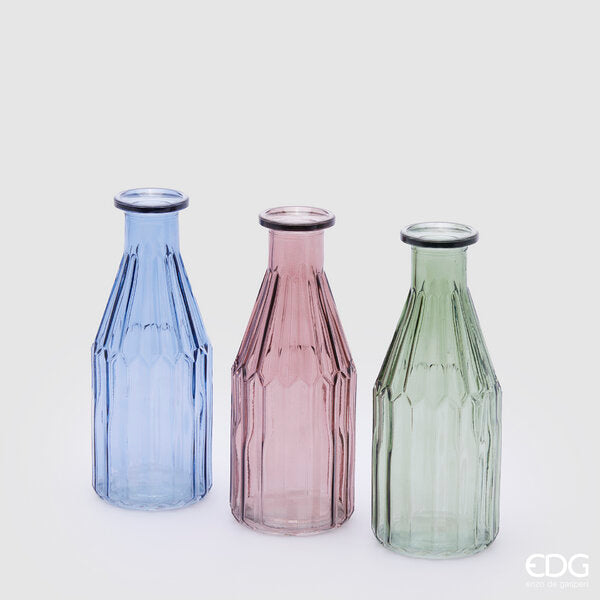 Jarrón Botella con Rayas EDG Enzo De Gasperi H19,5 D7,5 paquete de 3 piezas Multicolor