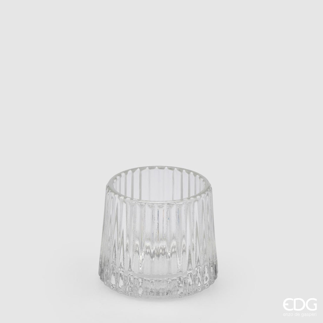 Portavelas EDG Enzo De Gasperi Rayado H 7 Cm D 8 Cm Natural Transparente
