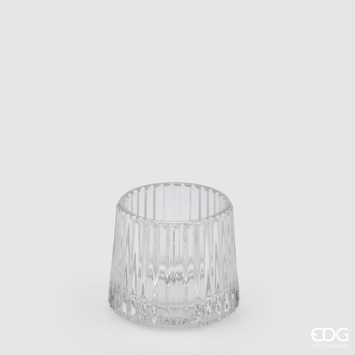 Portavelas EDG Enzo De Gasperi Rayado H 7 Cm D 8 Cm Natural Transparente
