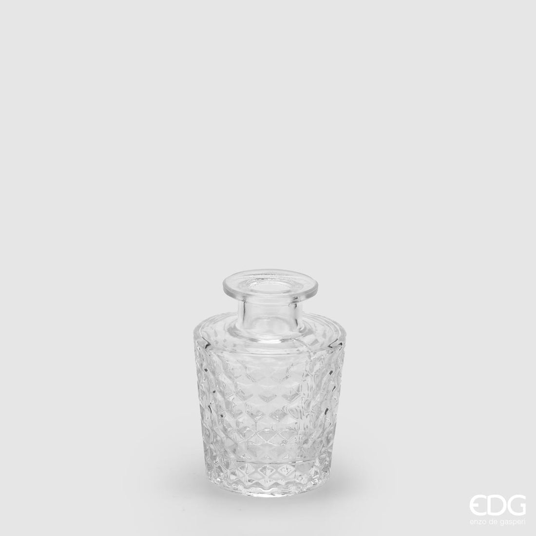 EDG Enzo De Gasperi Jarrón Botella Avasado Rombos H10 D7 Natural Transparente