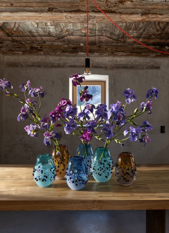 edg enzo de gasperi edg enzo de gasperi vaso gemme ovale h 25 cm l 18 cm l 15 cm vetro turquoise ean 8059824484611