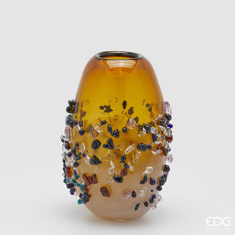 edg enzo de gasperi edg enzo de gasperi vaso gemme ovale h 29 cm l 21 cm l 17 cm vetro amber ean 8059824456465